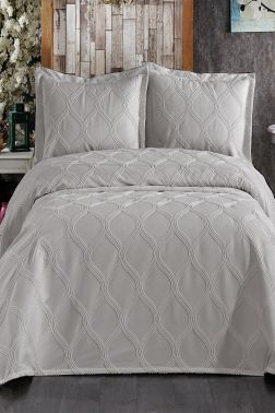 Gale Şönil Çeyizlik Pike Takımı 3 Parça Gri - Çeyiz Diyarı