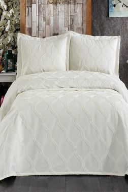 Gale Şönil Çeyizlik Pike Takımı 3 Parça Krem - Çeyiz Diyarı