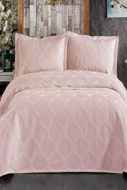 Gale Şönil Çeyizlik Pike Takımı 3 Parça Pudra - Çeyiz Diyarı