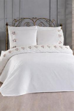 Gardenlove Nakışlı 6 Parça Nevresim Takımı Krem - Çeyiz Diyarı