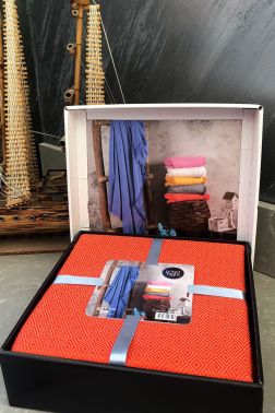 Gece Bambu Çift Kişilik Tek Pike Turuncu - Çeyiz Diyarı