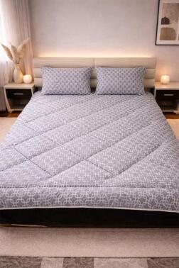 Geometrik Wellsoft 195x215 Cm Çift Kişilik Yorgan Takımı - Çeyiz Diyarı