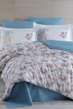 Gloria Çift Kişilik Ranforce Nevresim Takımı Mavi - Hobby