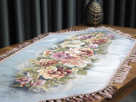 Golden Rose Love Lüx Püsküllü Runner Gri - Çeyiz Diyarı (1)