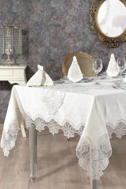 Gönül Masa Örtüsü 26 Parça Krem - Çeyiz Diyarı