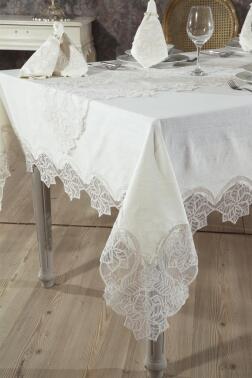 Gönül Masa Örtüsü 26 Parça Krem - Çeyiz Diyarı (1)