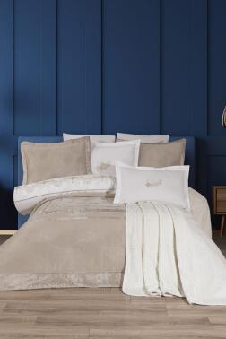 Gözde 10 Parça Battaniyeli Çeyiz Seti Bej - Çeyiz Diyarı