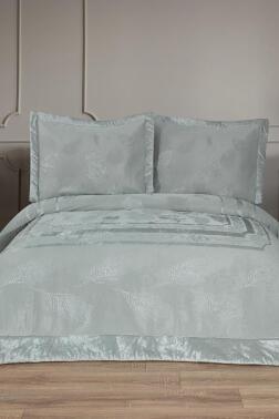 Gözde Elyaf Dolgulu Çift Kişilik 250x255 Cm Yatak Örtüsü Adaçayı - Çeyiz Diyarı