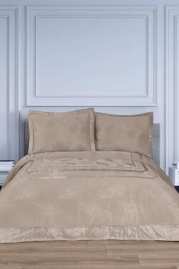 Gözde Elyaf Dolgulu Çift Kişilik 250x255 Cm Yatak Örtüsü Bej - Çeyiz Diyarı