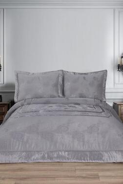 Gözde Elyaf Dolgulu Çift Kişilik 250x255 Cm Yatak Örtüsü Gri - Çeyiz Diyarı