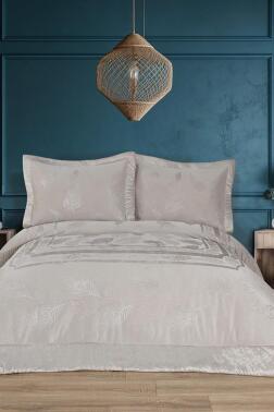 Gözde Elyaf Dolgulu Çift Kişilik 250x255 Cm Yatak Örtüsü Krem - Çeyiz Diyarı