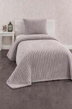Granada Peluş Tek Kişilik Yatak Örtüsü Gri - Çeyiz Diyarı