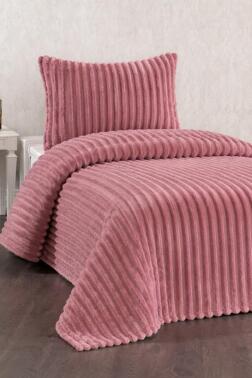 Granada Peluş Tek Kişilik Yatak Örtüsü Gül Kurusu - Çeyiz Diyarı