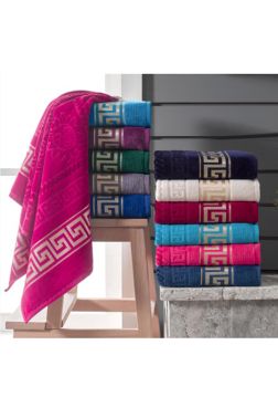 Greek Kadife Pamuklu 2'li Banyo Havlu Takımı - Çeyiz Diyarı