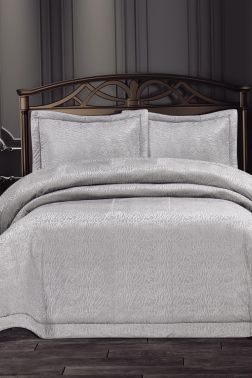 Gümüş Çift Kişilik Yatak Örtüsü Bej - Çeyiz Diyarı