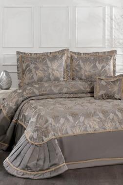 Harris Elyaf Dolgulu Çift Kişilik 250x255 Cm Yatak Örtüsü Kestane - Çeyiz Diyarı