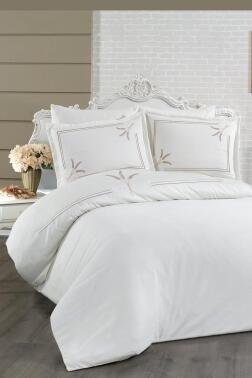 Harvest Pamuk Saten Nakışlı 6 Parça Nevresim Takımı Krem - Çeyiz Diyarı