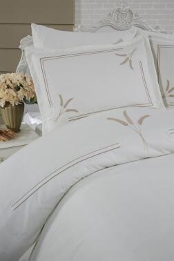 Harvest Pamuk Saten Nakışlı 6 Parça Nevresim Takımı Krem - Çeyiz Diyarı (1)