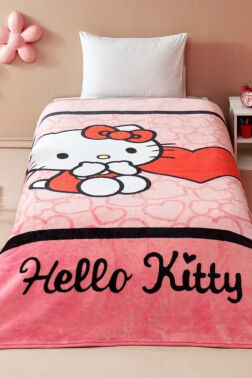 Hello Kitty Lisanslı Tek Kişilik Battaniye - Kristal