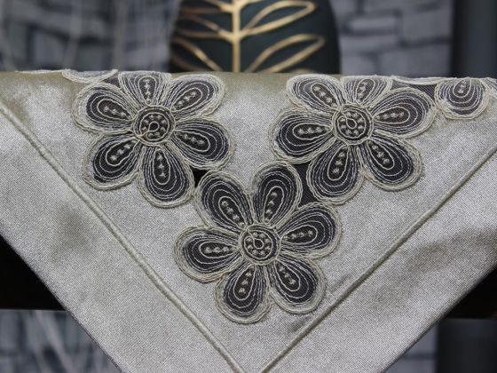 Hera Tek Kenarı Dantelli Tek Bohça Cappucino - Çeyiz Diyarı (1)