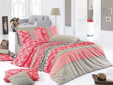 Hierapolis %100 Pamuk Çift Kişilik Nevresim Takımı Kırmızı - Çeyiz Diyarı