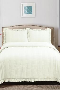 Hülya Elyaf Dolgulu Tek Kişilik 190x250 Cm Yatak Örtüsü Krem - Çeyiz Diyarı