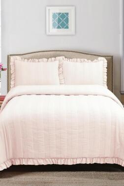 Hülya Elyaf Dolgulu Tek Kişilik 190x250 Cm Yatak Örtüsü Pudra - Çeyiz Diyarı
