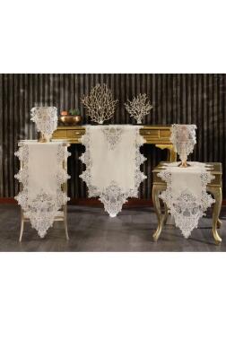 Hüma Keten 5 Parça Salon Takımı Cappucino - Çeyiz Diyarı