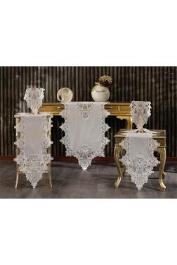 Hüma Keten 5 Parça Salon Takımı Gri - Çeyiz Diyarı