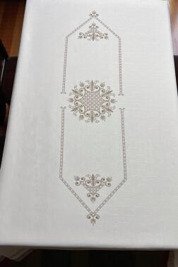 Hümay Dertsiz Masa Örtüsü 150x300 cm Kahve - Çeyiz Diyarı (1)
