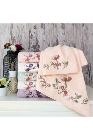 İdil Nakışlı Çeyizlik 6lı Bambu El Yüz Havlusu 50x90 Cm - Çeyiz Diyarı