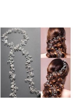 İncili Kristal Taşlı Gelin Tacı - Çeyiz Diyarı