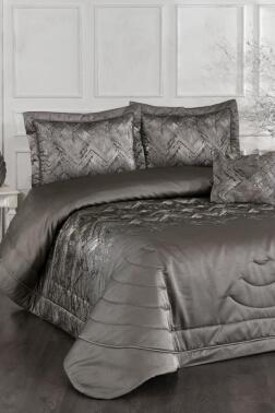 İnferno Elyaf Dolgulu Çift Kişilik 250x255 Cm Yatak Örtüsü Antrasit - Çeyiz Diyarı