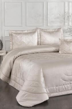 İnferno Elyaf Dolgulu Çift Kişilik 250x255 Cm Yatak Örtüsü Ekru - Çeyiz Diyarı