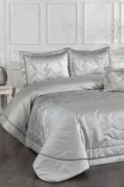 İnferno Elyaf Dolgulu Çift Kişilik 250x255 Cm Yatak Örtüsü Gri - Çeyiz Diyarı