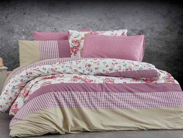 İrem Deluxe Çift Kişilik Nevresim Takımı Lila - Çeyiz Diyarı