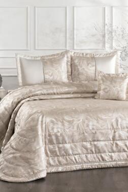 İrida Elyaf Dolgulu Çift Kişilik 250x255 Cm Yatak Örtüsü Ekru - Çeyiz Diyarı