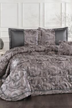 İrida Elyaf Dolgulu Çift Kişilik 250x255 Cm Yatak Örtüsü Gri - Çeyiz Diyarı