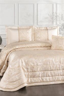 İrida Elyaf Dolgulu Çift Kişilik 250x255 Cm Yatak Örtüsü Krem - Çeyiz Diyarı