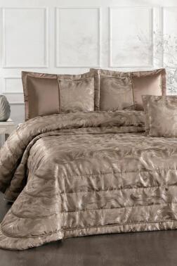 İrida Elyaf Dolgulu Çift Kişilik 250x255 Cm Yatak Örtüsü Vizon - Çeyiz Diyarı