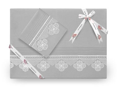 Işıltı İğne Oyalı Nevresim Takımı Gri - Çeyiz Diyarı