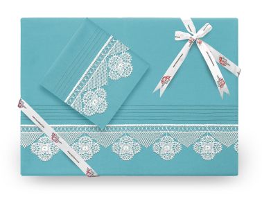 Işıltı İğne Oyalı Nevresim Takımı Petrol - Çeyiz Diyarı