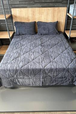 Ivy Çift Kişilik 220x240 cm Yatak Örtüsü Antrasit - Çeyiz Diyarı