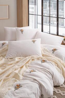 Jade 6 Parça %100 Pamuk Çift Kişilik Nevresim Takımı Hardal - Çeyiz Diyarı