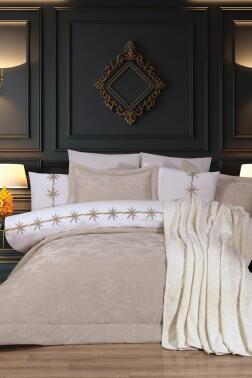 Jasmin 10 Parça Battaniyeli Çeyiz Seti Bej - Çeyiz Diyarı