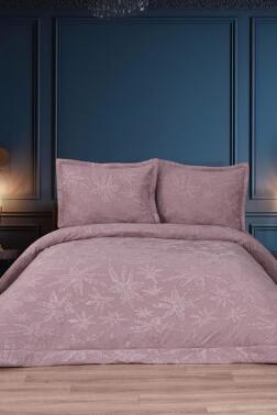 Jasmin Elyaf Dolgulu Çift Kişilik 250x255 Cm Yatak Örtüsü Gül Kurusu - Çeyiz Diyarı