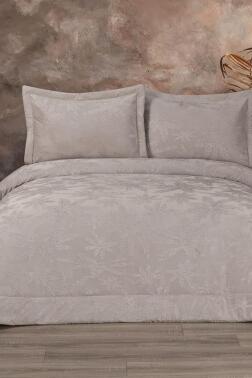 Jasmin Elyaf Dolgulu Çift Kişilik 250x255 Cm Yatak Örtüsü Krem - Çeyiz Diyarı