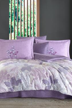 Juillet Pamuk Saten Çift Kişilik Nevresim Takımı Lila - Hobby