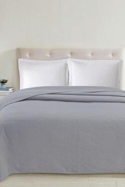 Jülide Çift Kişilik Tek Pike 200x220 cm Gri - Çeyiz Diyarı