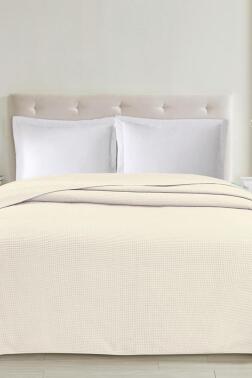 Jülide Çift Kişilik Tek Pike 200x220 cm Krem - Çeyiz Diyarı